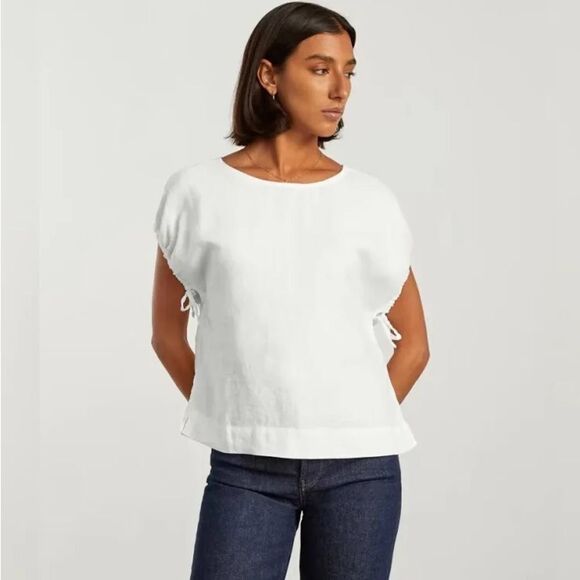 EVERLANE The Drawstring Tunic in White Linen - Picture 1 of 11
